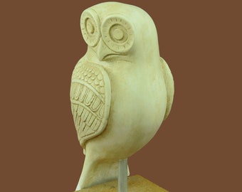 Sculptured Greek Owl Ancient Bronze Sculpture Art Collectible Greek Museum Inspired Copy Verdigris Patina Effect A Historic Artifact