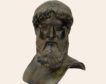 Estatua de Poseidón, dios del agua mar bronce sólido fundición de la cabeza busto, mitología griega estatua antigua réplica decoración del hogar
