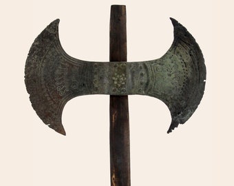 Ascia a doppia faccia, labrys greco minoico arma, bronzo bronzo solido fusione armi antiche asce home decor legno