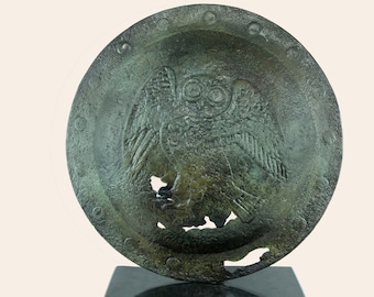 古代盾 ギリシャ戦士ホプロン フクロウの知恵の象徴 ギリシャブロンズ
