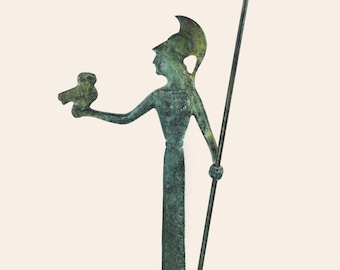 Goddess Athena Pallas Bronze Statue of Minerva With Owl Greek Mythology Handmade Figure Goddess of Wisdom Home Decor Handmade Museum Replica