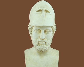 Pericles Bust Ancient Greek Famous Statesman Golden Age Of Athens Democracy Parthenon Plaster Casting Marble Base Vatican Museum Replica