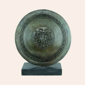 Athena Shield With Medusa Ancient Greek Bronze Art Greek Key Ancient Handmade Quality Museum Replica Home Decor Athenian Hoplite