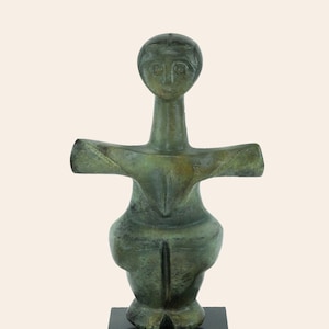 Cross shaped idol, Cyprus mother figurine, Idol of Pomos fertility goddess bronze statue, Museum replica