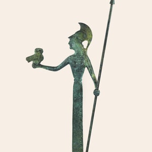 Bogini Atena Pallas Brązowa Statua Minerwy Z Sową Grecka Mitologia Ręcznie Robiona Figurka Bogini Mądrości Wystrój Domu Ręcznie Robiona Replika Muzeum