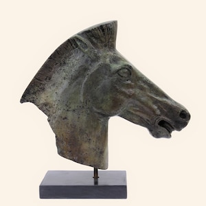 Ancient Greek Horse Head, Handmade Bronze Sculpture Museum Replica, Large Horse Head Wealth Prosperity Gift Office Decor Collectors Gift