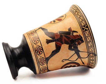 Taza pitagórica, cerámica griega, taza de Hércules, taza de Petágoras, cerámica pintada a mano, taza de Creedy, tazas de cerámica, taza de cerámica griega, bellas artes