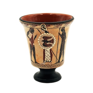 Pythagoras cup, Pethagorean mug, Greek pottery, Greedy cup, Hand painted pottery, Cup of justice, Ceramic cups, Greek pottery cup