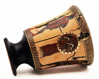 Pythagoras mug, Greek pottery, Pethagorean cup, Athena and Hermes, Hand painted pottery, Ceramic Cup, Ancient Greek cups, Home decor