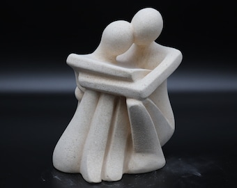 Statuette artistiche di amanti, statuette moderne, statuette sedute, amore eterno, arte di ispirazione greca, piccola statua di coppia, regalo