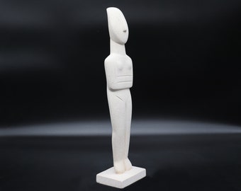 Naxos Cycladic idol statue figurine, art history marble inspired museum replica large statue, quality porestone statue gift