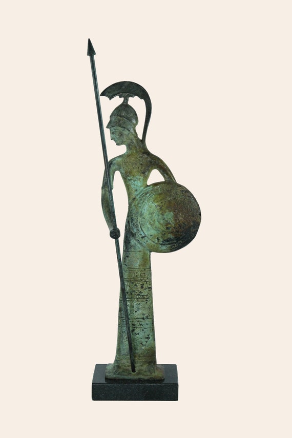 Goddess Athena Pallas Minerva Bronze Statue Greek Mythology Etsy