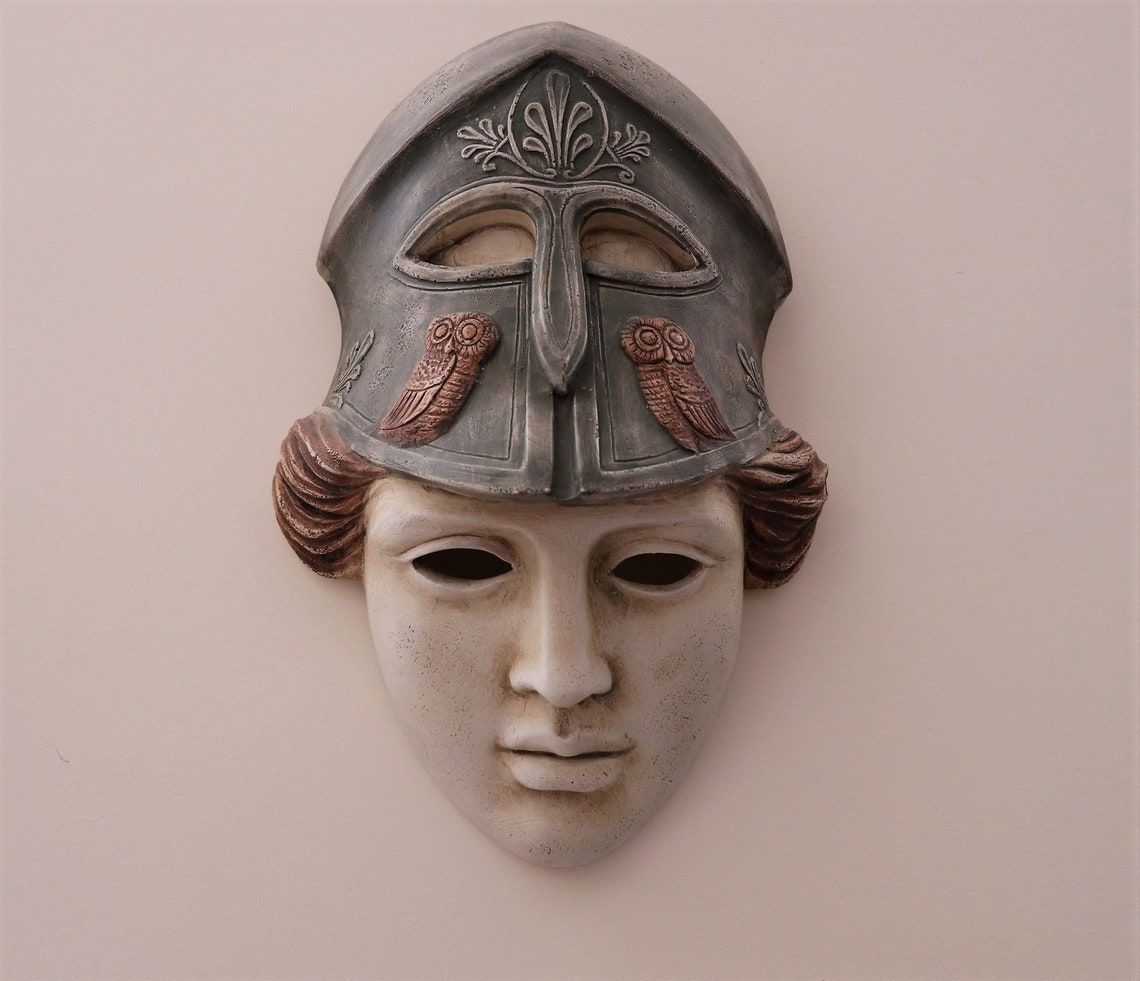 Athena Plaster Wall Mask Greek Goddess of Wisdom Handmade Etsy