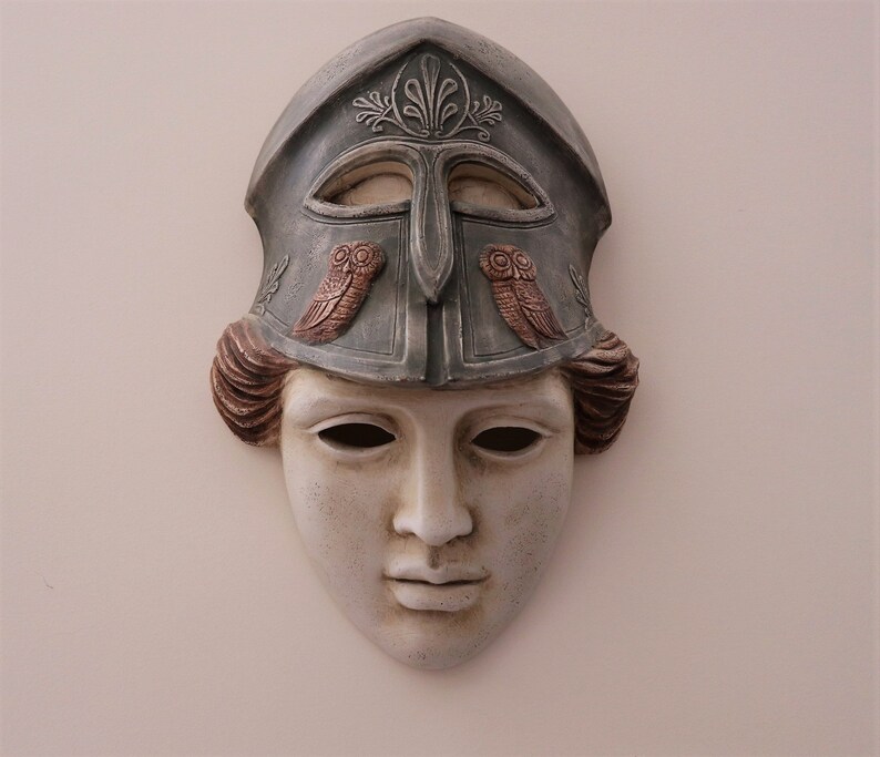Athena Plaster Wall Mask Greek Goddess of Wisdom Handmade Etsy