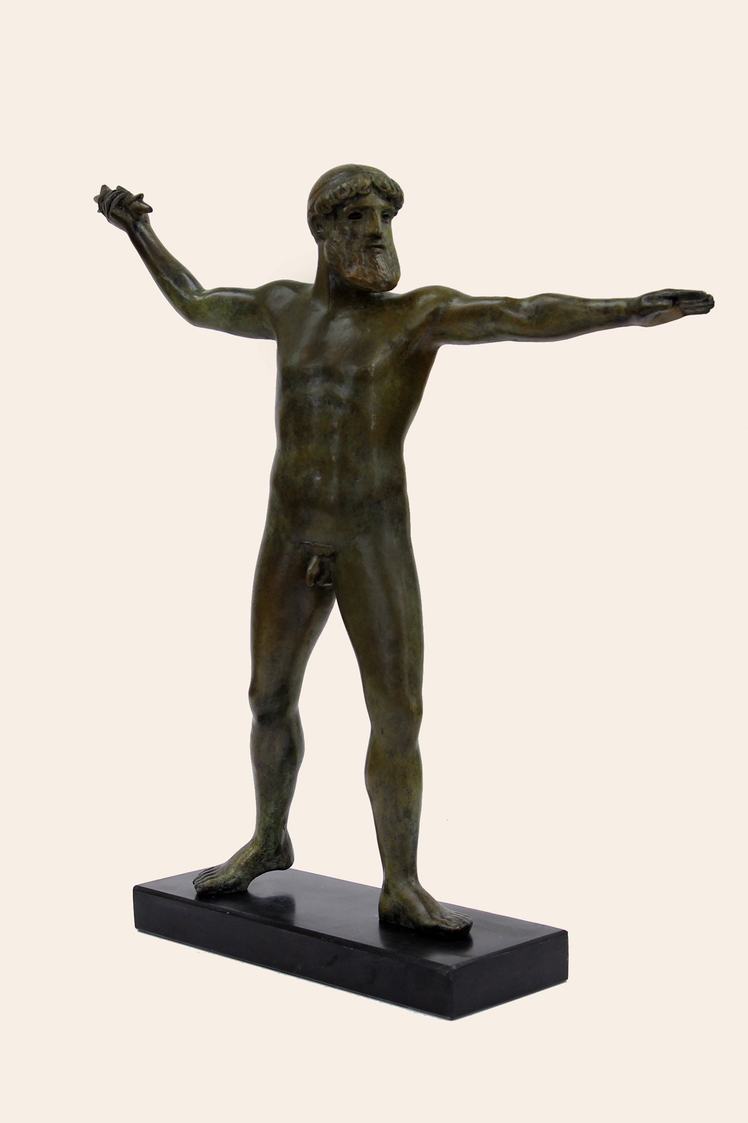 ポセイドン像、ギリシャ美術の海の神、嵐、地震、馬の像、青銅器時代の