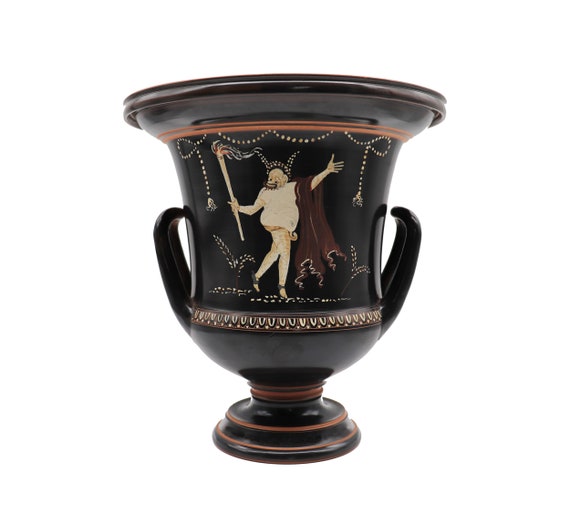 古代ギリシャの壷クラテルとプリャクス陶器、テラコッタの萼片クラテル