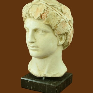 Busto de cabeza de Dioniso, dios griego del vino, estatua de Baco, reproducción de museo, escultura de Dioniso, arte coleccionable, estatua de Dioniso, mitología griega