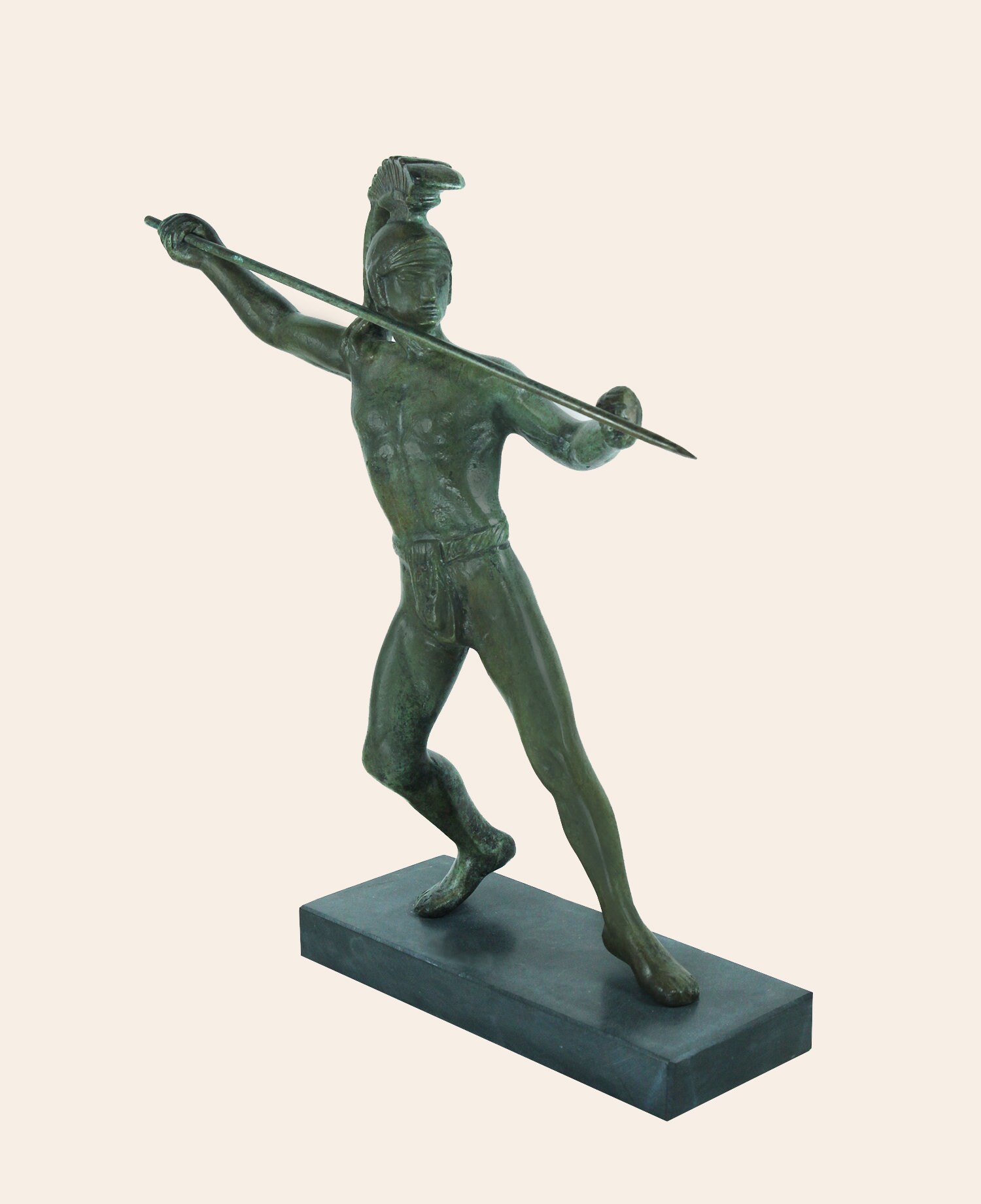 マケドニア戦士ブロンズ像 槍兵 手作り工芸品 マケドニア軍 槍を持った