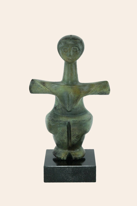 Handmade Gufo di Atene piccola statua/ / greco antico Cycladic Art/ / dea Athena simbolo