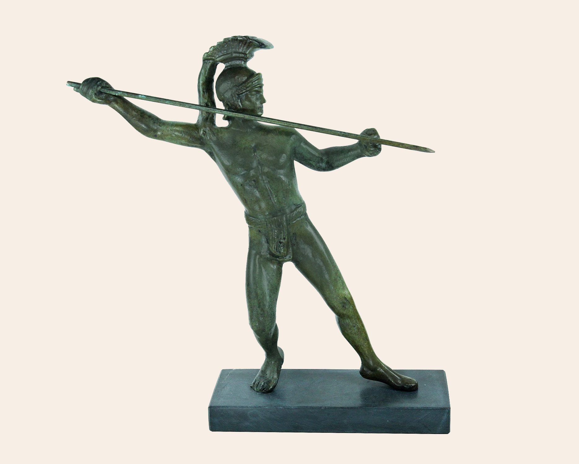 マケドニア戦士ブロンズ像 槍兵 手作り工芸品 マケドニア軍 槍を持った