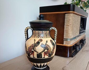 古代ギリシャ 花瓶 GREECE フラワーベース 花器 赤絵式 ワイン用壺 置物 エクセキアスのアンフォラ、ギリシャ陶器の花瓶、黒像式陶器、ペッシと