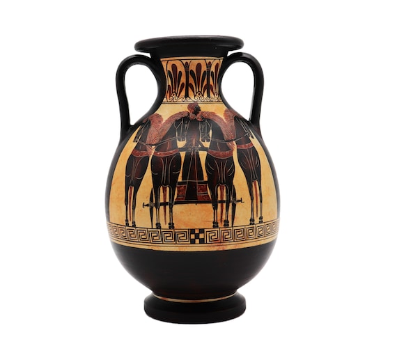 ギリシャ陶器、ペリキ壺、アンフォラ壺、手描き陶器、博物館レプリカ