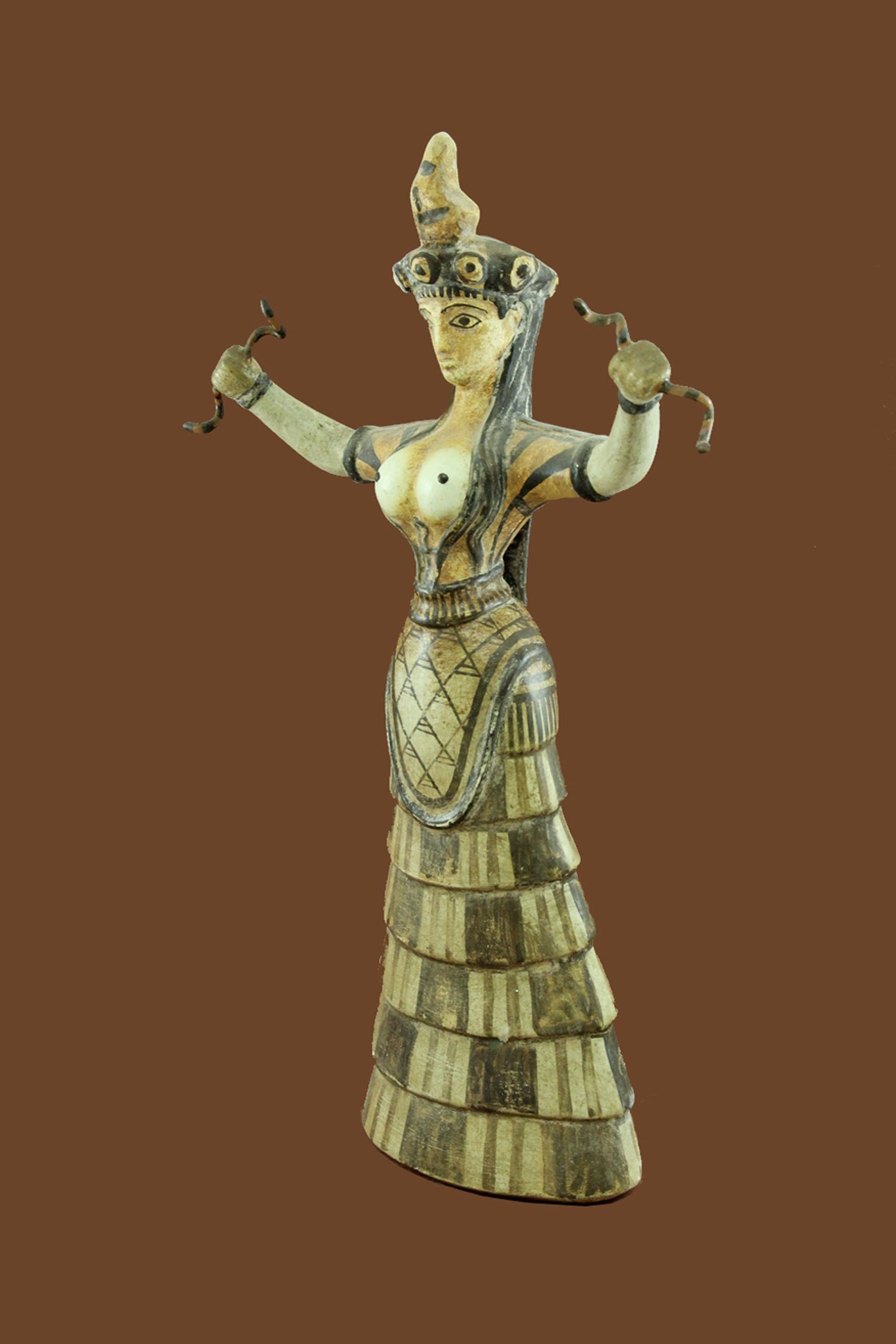 Minoan Snake Goddess Figurine Museum Copy Plaster Cast Sculpture
