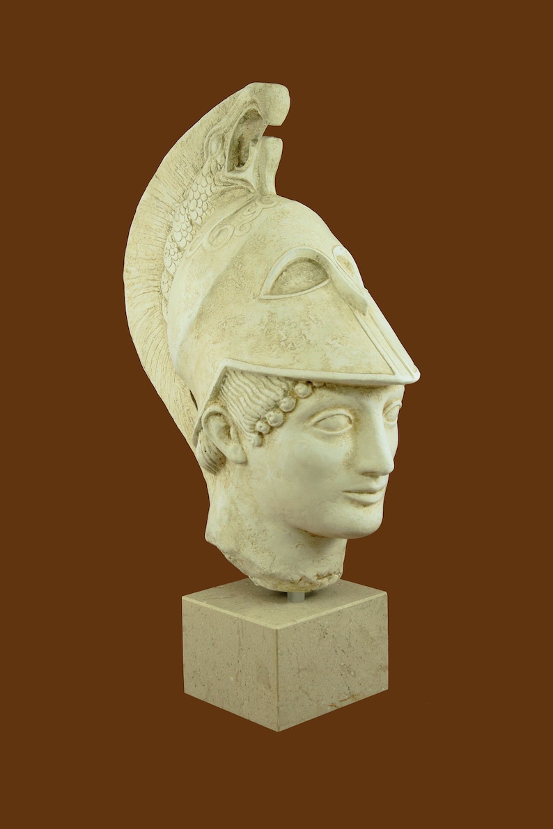 Warrior Pythis the Brave Plaster Statue bust Pythis from Aigina Handmade Museum Replica Bust Plaster With Patina Ancient Greek Sculpture image 1