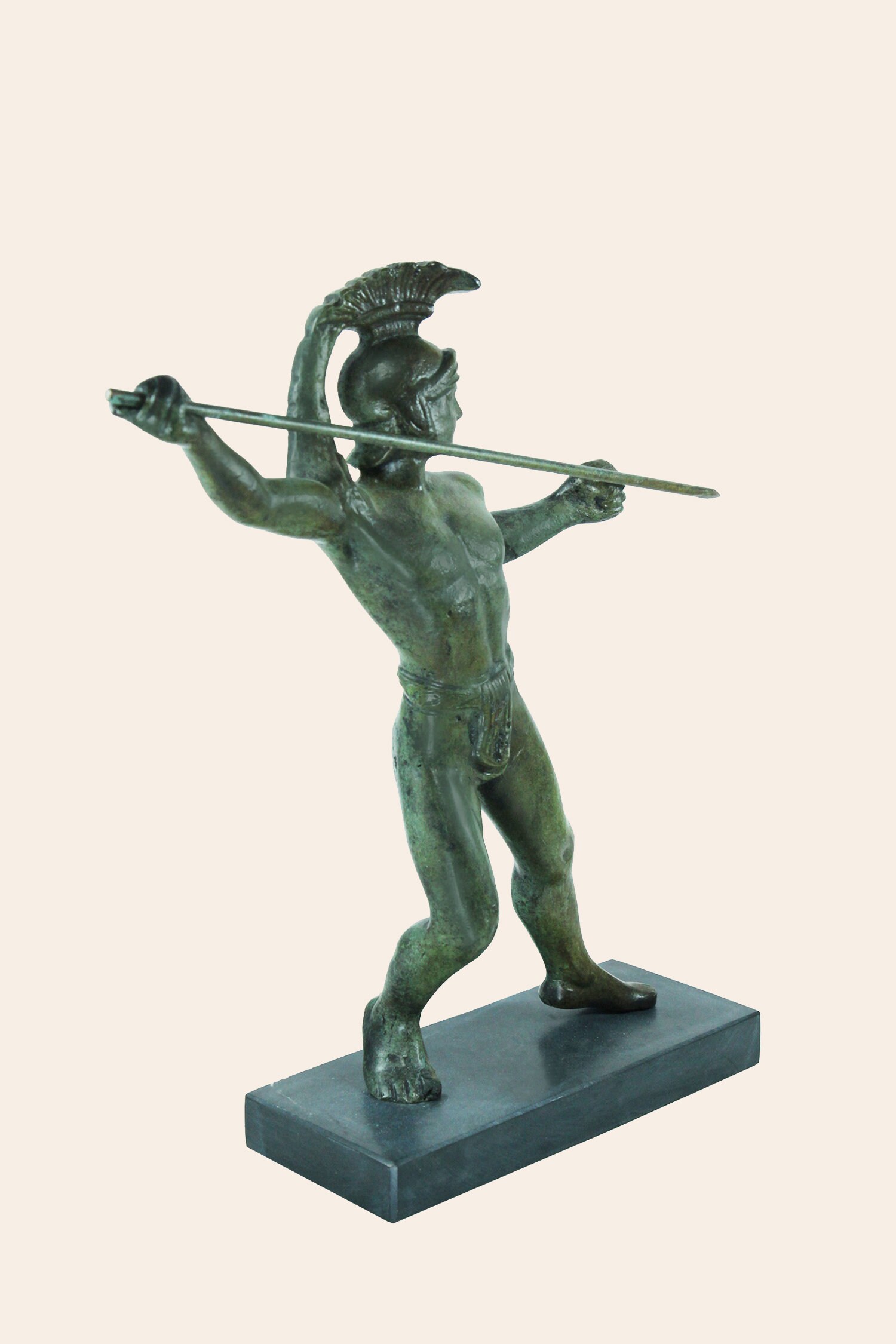 マケドニア戦士ブロンズ像 槍兵 手作り工芸品 マケドニア軍 槍を持った