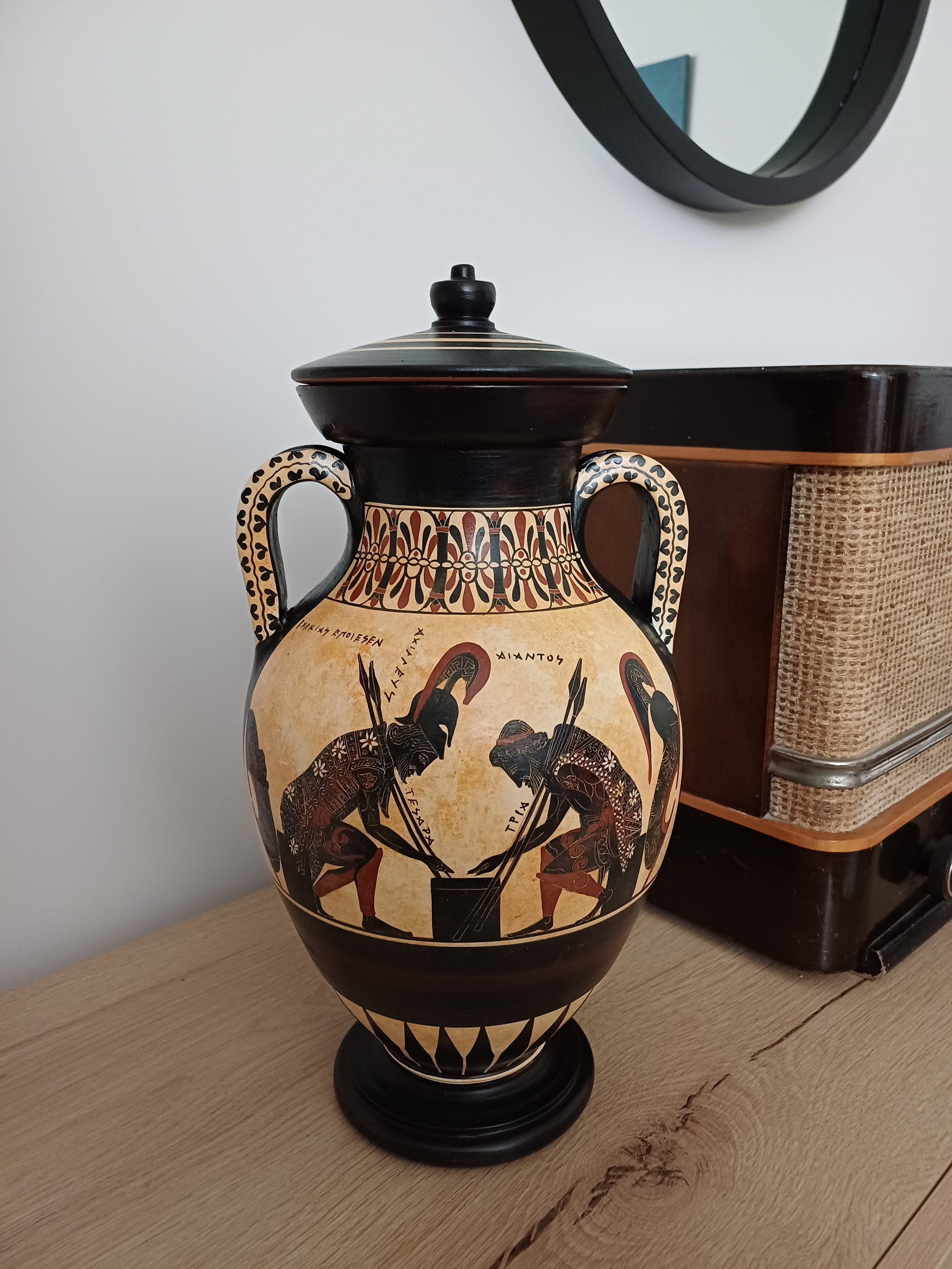 送料無料・蔵出し】古代ギリシャ 花瓶 黒絵式陶器 ギリシャ陶器