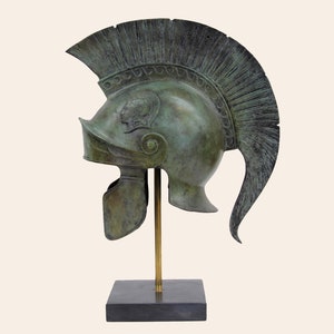 Athenian Roman Full Size Helmet Solid Aged Bronze Ancient Greek Attic Chalkidean Casque Museum Reproduction Greek Handmade Artifact image 5