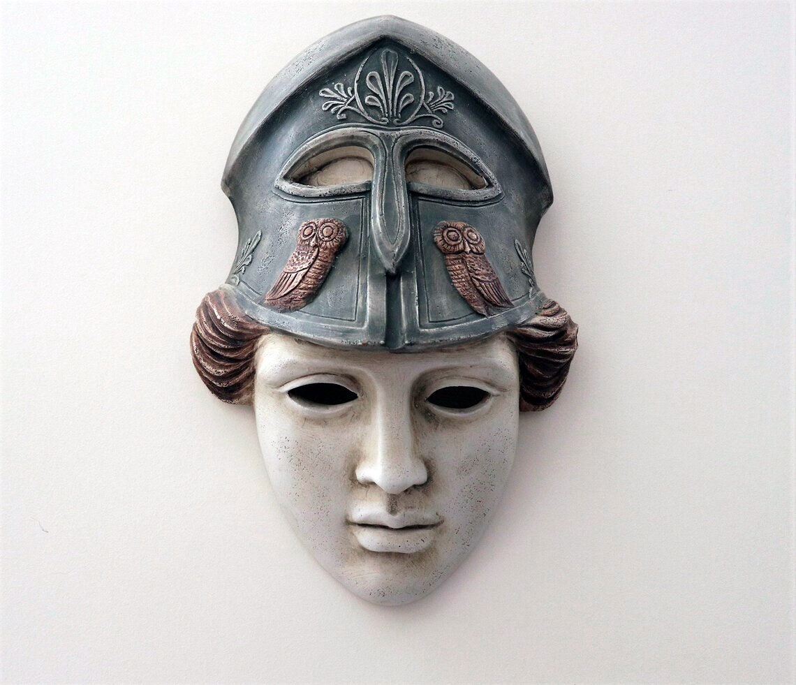 Athena Plaster Wall Mask Greek Goddess of Wisdom Handmade Etsy