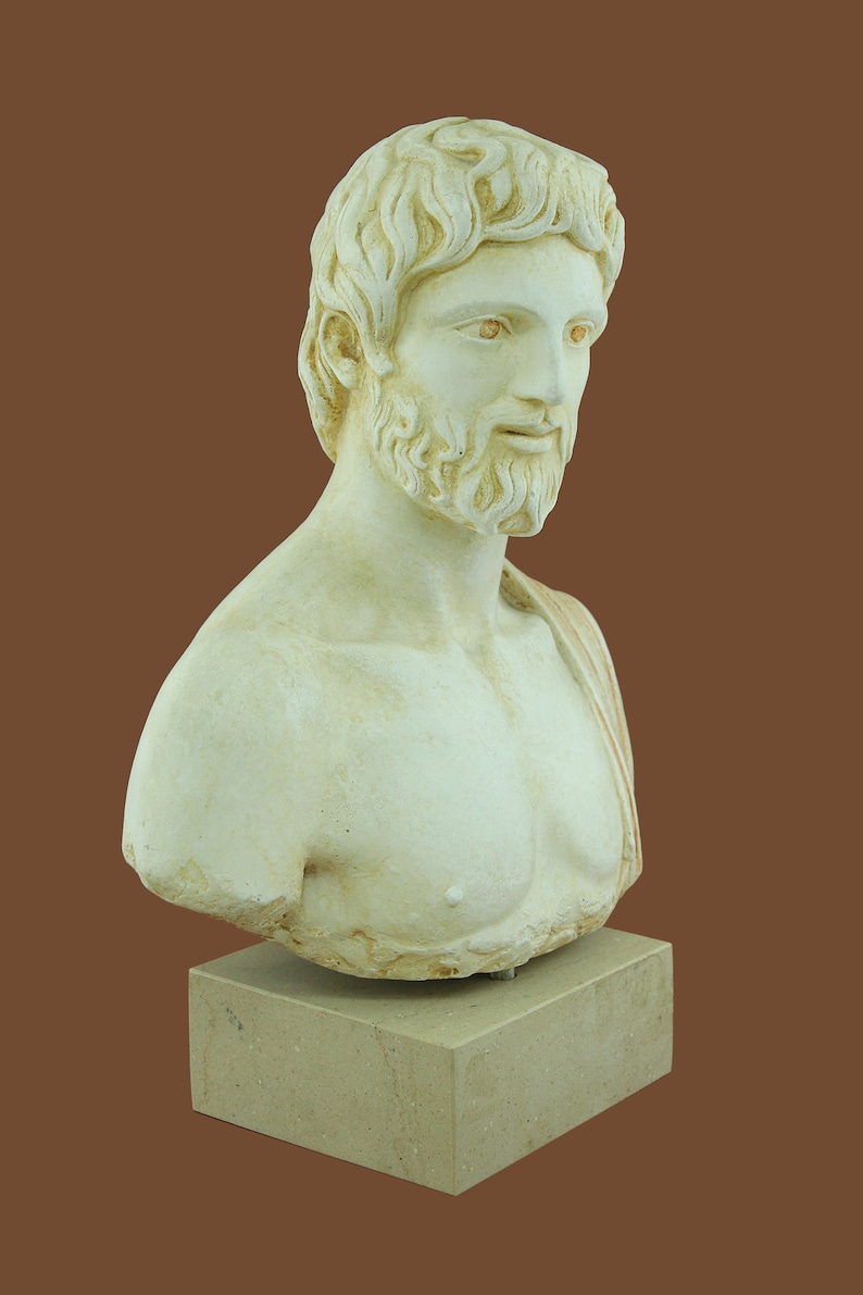 Asclepius god of medicine statue, Greek god Asclepios bust, Healing and Medics sculpture, Doctor gift image 3