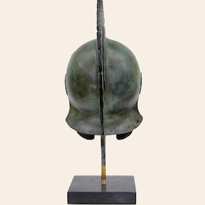 Athenian Roman Full Size Helmet Solid Aged Bronze Ancient Greek Attic Chalkidean Casque Museum Reproduction Greek Handmade Artifact image 6