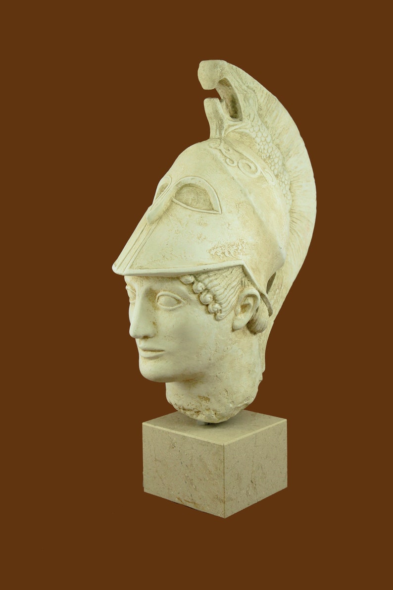 Warrior Pythis the Brave Plaster Statue bust Pythis from Aigina Handmade Museum Replica Bust Plaster With Patina Ancient Greek Sculpture image 4