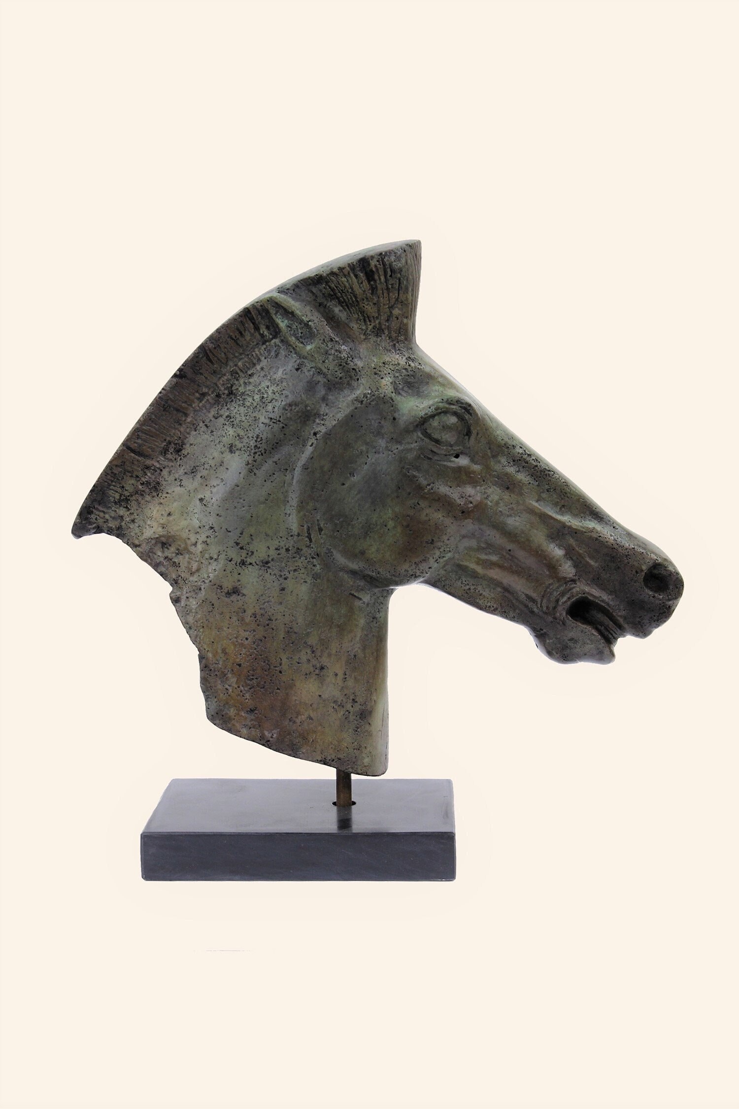 古代ギリシャの馬の頭、手作りのブロンズ彫刻博物館のレプリカ、大きな