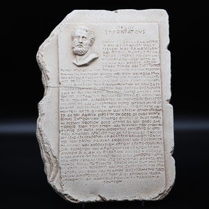 Hippocratic oath, Hippocrates archaic plaque porestone ethics medical oath handmade wall plaque, unique doctor gift