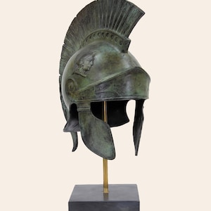 Athenian Roman Full Size Helmet Solid Aged Bronze Ancient Greek Attic Chalkidean Casque Museum Reproduction Greek Handmade Artifact image 2