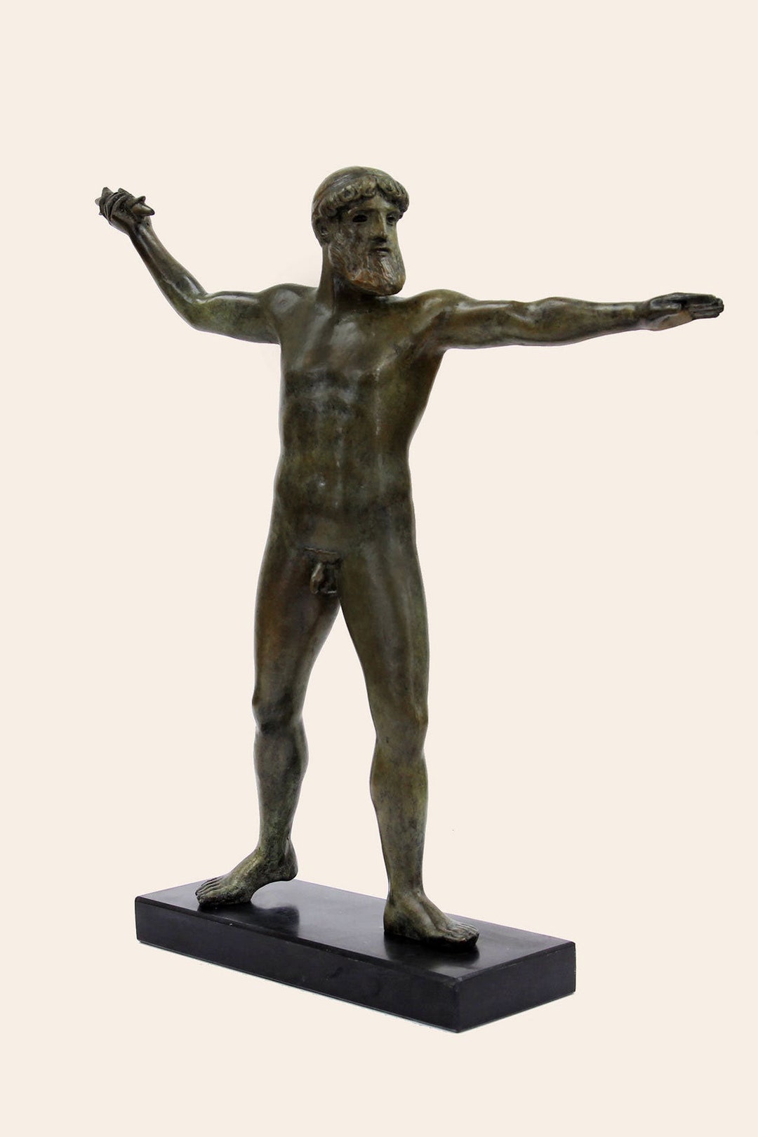 ポセイドン像、ギリシャ美術の海の神、嵐、地震、馬の像、青銅器時代の