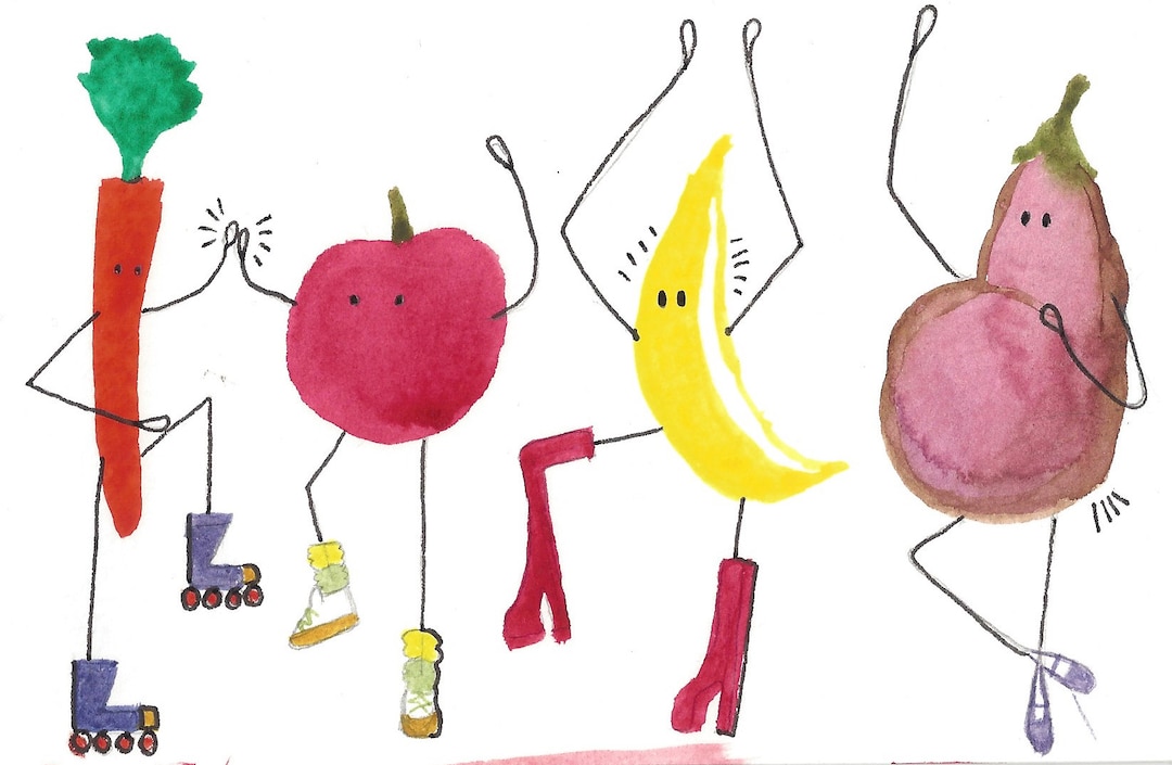 Birthday Card for Vegan Dancing Fruit and Veggies Etsy