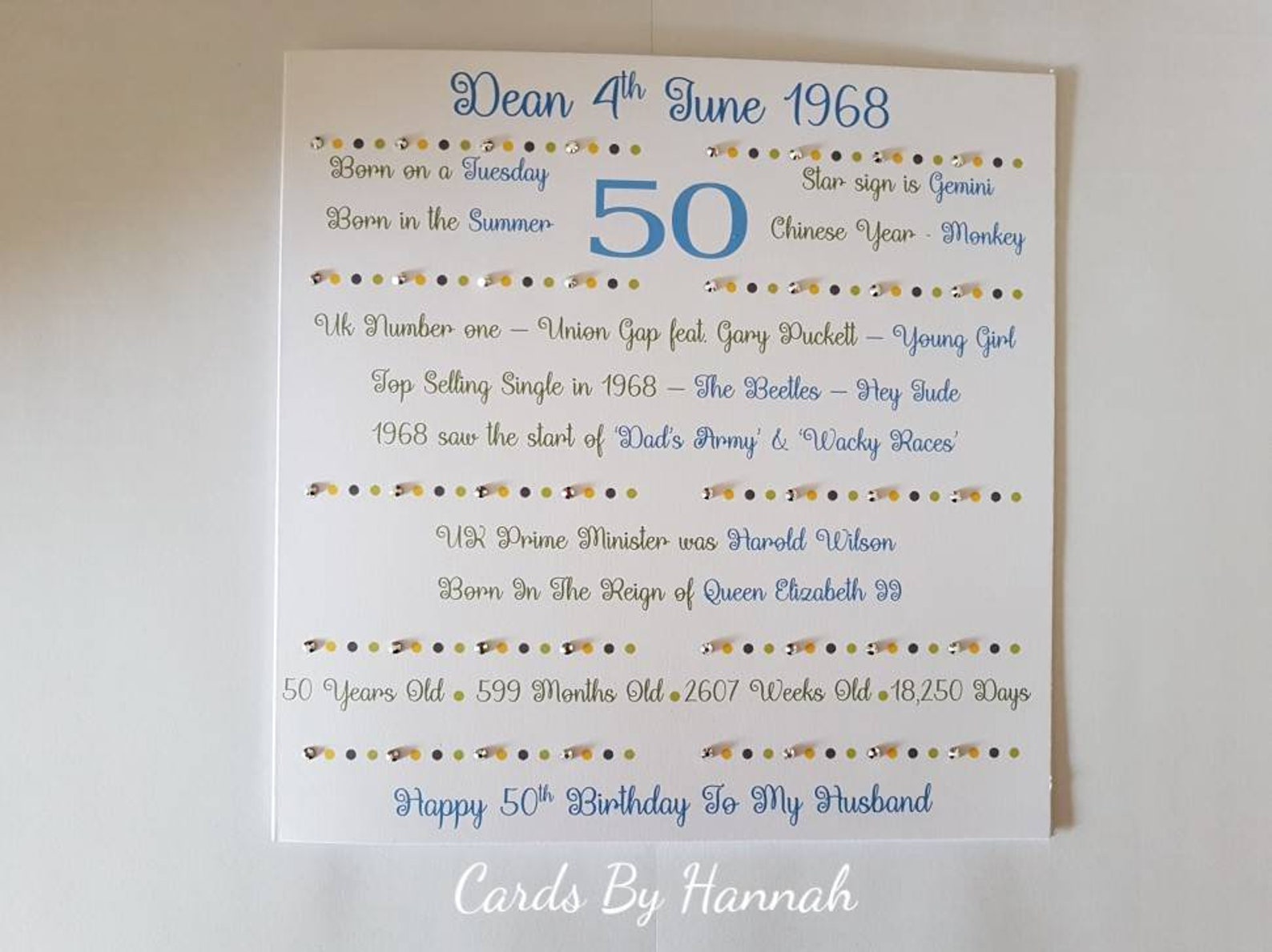 The Year / Day You Were Born Birthday Card Personalised - Etsy UK