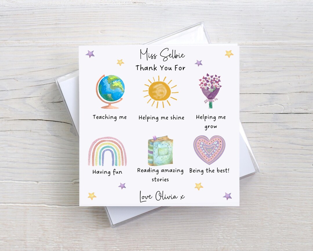 Personalized Teacher Thank You Card: End of Term Gift - Etsy UK