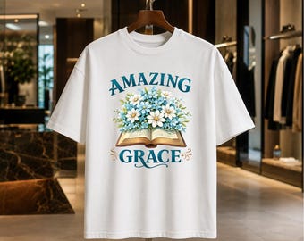Grace Christian T-Shirt: Floral Wildflowers, Vintage Book Design