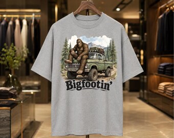 Bigfoot Sitting on Classic Truck Tee - Wilderness Shirt