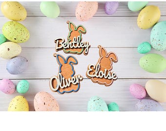 Personalized 3D Easter basket tags/Easter name tag/Laser cut bunny