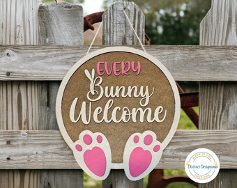 Every Bunny Welcome Door Hanger/Easter Door Sign/DIY, Finished