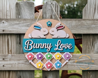 DIY Bunny Love Door Sign/Finished laser cut door hanger