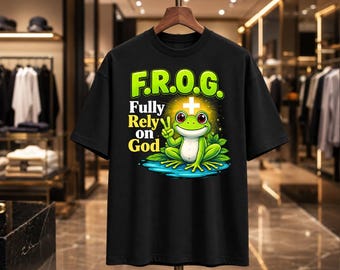 F.R.O.G. Fully Rely On God Christian Frog T-Shirt | Faith Graphic Tee