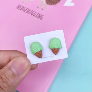 Pistachio ice cream stud earrings