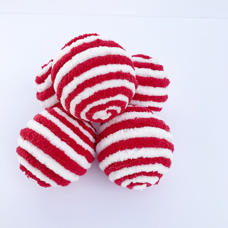 Red and White Decorative Ornament Balls Candy Cane Swirly Etsy